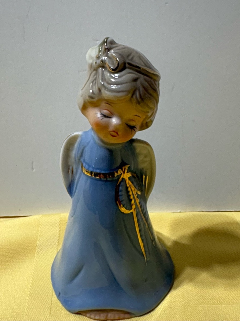 Jasco Blue Ceramic Angel Figurine with Gold Trim - Decorative Home Accent